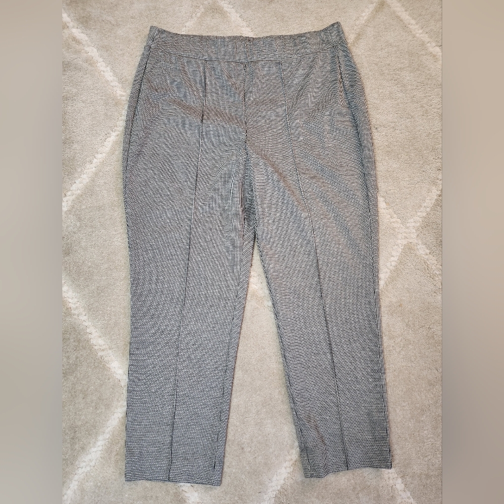 Croft & Barrow Womens Houndstooth Mid Rise Straight Ankle Pants Size L Capris